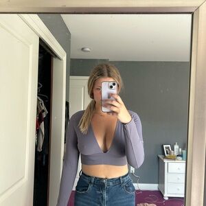 Garage Deep V-Neck Purple Crop Top
